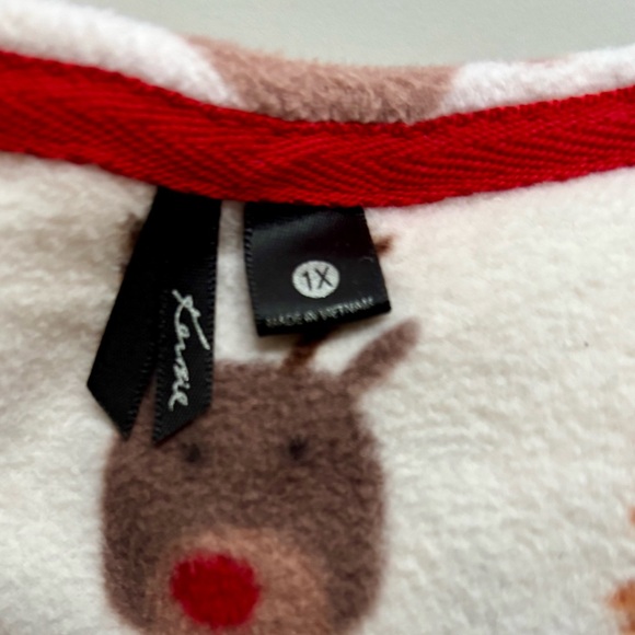 Kensie pj set 1X fleece nightgown and hat reindeer Christmas holiday New - Picture 10 of 11